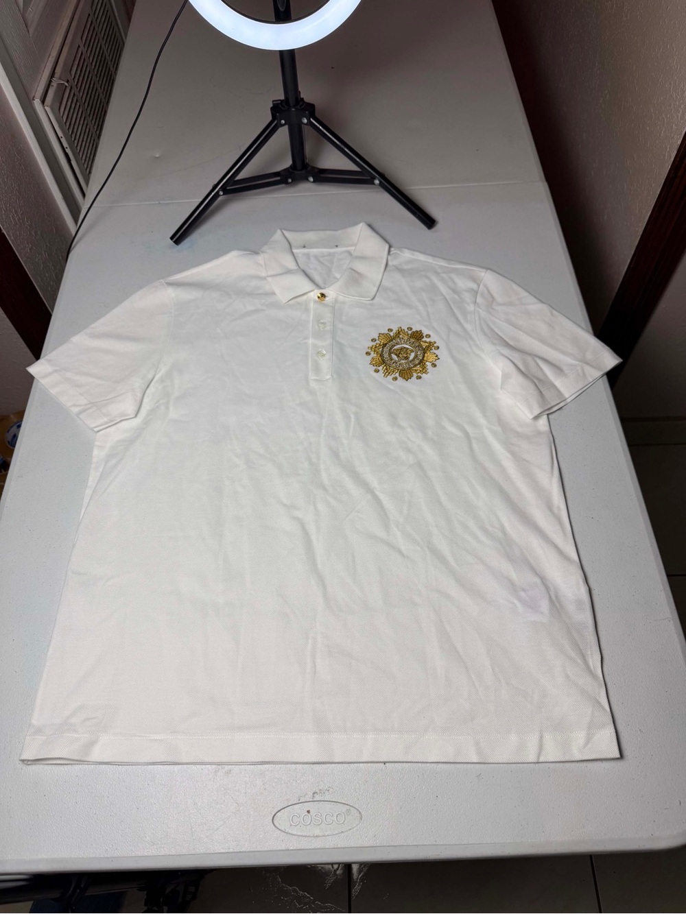 Versace Medusa White Polo T-Shirt Size L